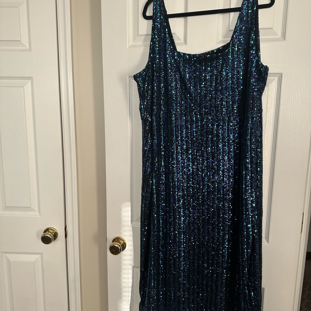 City Chic Glittering Blue Maxi Dress